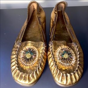 aerosols gold beaded flats size 9